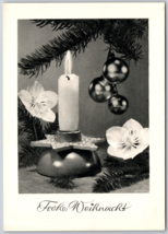 German Postcard Frohe Weihnacht (Merry Christmas) ornament tree Candel Flowers - £3.53 GBP