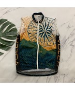 Voler Cycling Vest Size XS Green Yellow Compass Print Full Zip Up Mesh Trim - $500.59 MXN