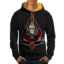 Diamond Ace Skull Casino Sweatshirt Hoody Game Skull Men Contrast Hoodie - $23.99