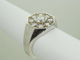 Men&#39;s 1.66ct tw Earth Mined Diamond Cluster Ring 14k White Gold Size 11 - £5,549.50 GBP