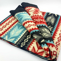 Extra Large Soft &amp; Warm Alpaca Wool Blanket 79x92&quot; Geometric Pattern Turquoise - £118.66 GBP