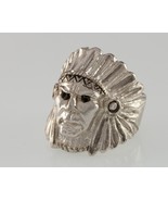 Vintage Native American Chief Sterling Silver Ring Size 9.5 - $2,883.15 MXN