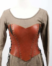 Brown leather larp armor for women SM M ladies leather corset woman armour top e - £156.28 GBP