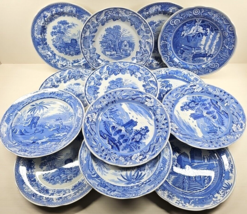 14 Pc Spode Blue Room Collection Dinner Plates Set Floral Scalloped England Lot - £331.41 GBP