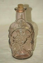 Pink Glass Corked Bottle Jar Embossed Leaves w Fruit Pattern Designs Canada - £19.70 GBP