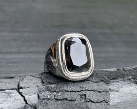 Men Garnet Ring, 925 Silver, Wedding Ring Men, January Birthstone, Men Jewelry - £187.01 GBP