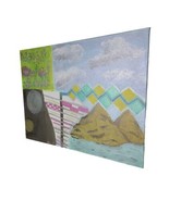 Hand Painted Art Artwork Painting Paint Abstract Islands Sky  14&quot; x 11&quot; - £15.52 GBP