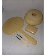 Antique Celluloid Oval Hand Held Mirror Soap Hair Receiver Dresser Set Styles - $24.99