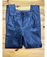Zara Black Faux Leather Skinny Pants Zipper Ankles High-Waisted Womens X... - $17.57