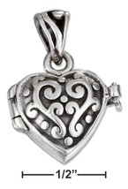 Sterling Silver Scrolled Heart Prayer Box Locket with Antiqued Finish - £47.15 GBP