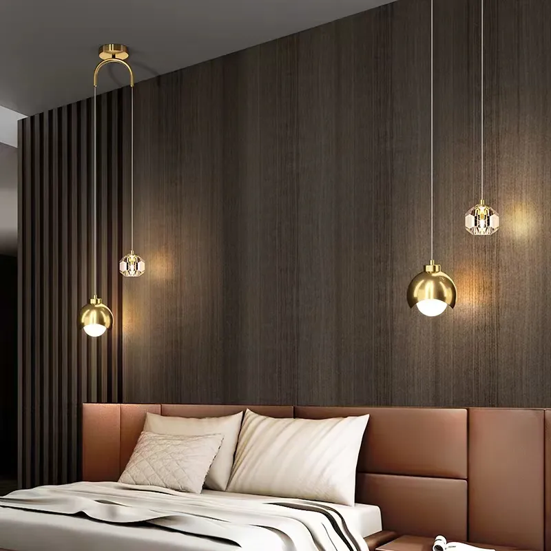 Modern Simple Crystal Pendant Light Luxury Master Bedroom Bedside Hangin... - $79.77+