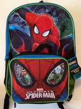 Marvel Spiderman &amp; Villians 16&quot; Full Size Backpack w/ Lunch Box - NEW - ... - £23.46 GBP