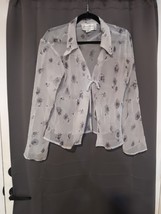 Giorgio Fiorlini Shirt Womens XL Gray Floral Sheer Blouse Coastal - $9.90