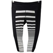 Athleta Piano Leggings Music Teacher Black White Stripe Small Compressio... - $29.70