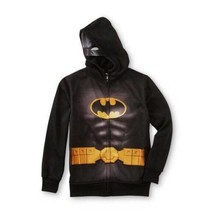 Boys Hoodie Zip Up Face Mask Costume Jacket DC Comics Batman Black $50-s... - $23.76
