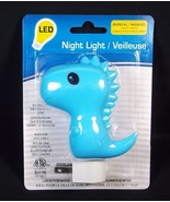 Blue Dino LED night light plug in NEW on card - $4.05