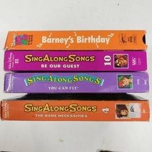Lot of 4 Sing Along Songs Vintage Children&#39;s VHS- 3 Disney &amp; 1 Barney - £11.66 GBP
