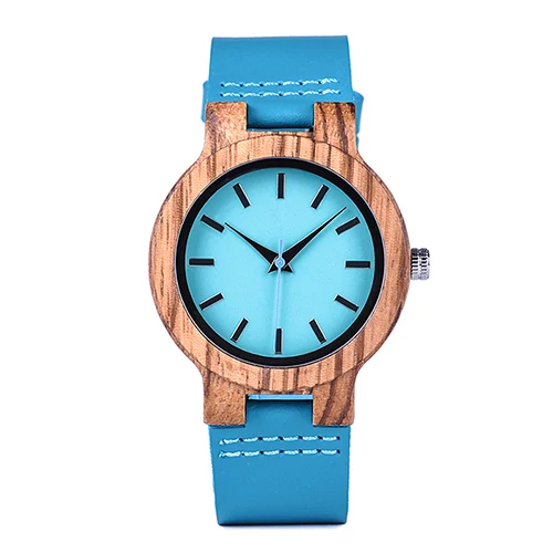 Watch BOBO BIRD Women   en Timepieces Turquoise Blue Leather Men Watch Lovers Gi - $63.39