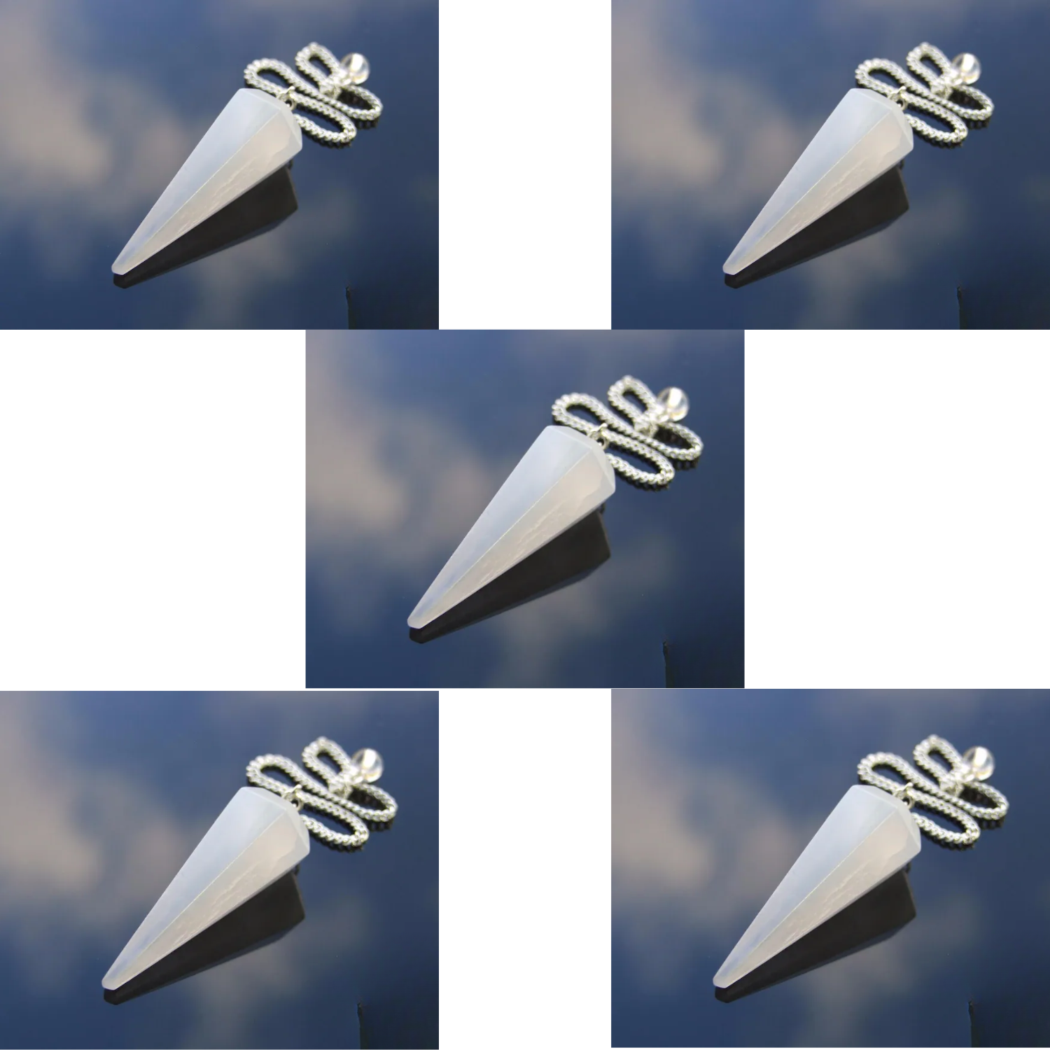 Bulk 5 Pcs Natural Selenite Gemstone Dowsing Pendulums - $39.55