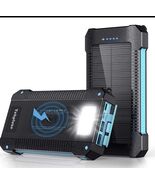 TEKPLUZE Solar Power Bank 30000 mAh, Wireless Portable Charger Solar Panel - $724.22 MXN