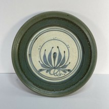 Emerson Creek Pottery Bedford Virginia Blue Flower Pie Dish Plate Serving 1985 - £31.81 GBP