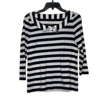 Talbots T-Shirt Top Size Small Navy White Striped Front Bow Pima Cotton Womens - £15.58 GBP