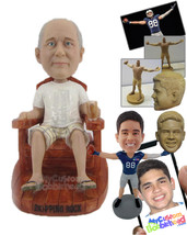 Personalized Bobblehead Dapper Male Relaxing With A Mug Of Beer On Chair... - $174.00