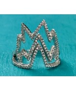 925 Sterling Silver Chevron Crown Ring Size 6.5 – Zigzag Tiara Pave CZ - $24.99