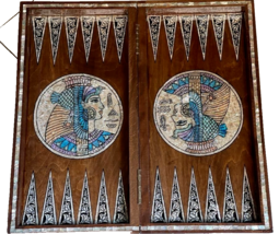 Handmade, Wooden Backgammon Board, Wood Chess Board, Mother of Pearl Inlay (20") - $985.60