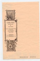 Violina Restaurant &amp; Tea House Menu Deerpath Road Lake Forest Illinois  - £14.24 GBP