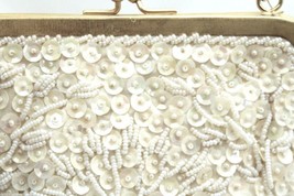 Vintage Purse Ivory Sequins Beaded Evening Wedding  Bag Hong Kong 1960S - $22.22