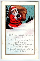Santa Claus Christmas Postcard St. Nick Toys Stars Moon 1923 Good Cheer ... - $17.10