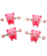 4 Set Metal Spring Pink Bear Apply Hair Clip Appliqué Young Girls Kids F... - $148.31 MXN