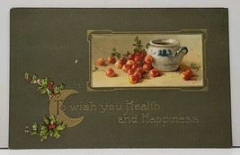 To Wish You Health and Happiness Sweet Gilded Embossed Postcard F3 - £3.91 GBP
