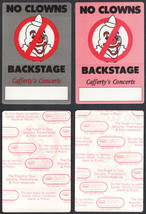 Pair of No Clowns OTTO Cloth Backstage Pass Cafferty&#39;s Concerts - Van Halen. - £7.59 GBP