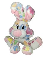 Dan Dee Plush Multicolor flower Easter Bunny Rabbit stuffed pink blue yellow 14&quot; - £6.73 GBP