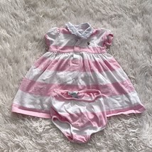 Ralph Lauren Striped Rugby Polo Dress &amp; Shorts Set Pink White Baby Girl ... - $34.64