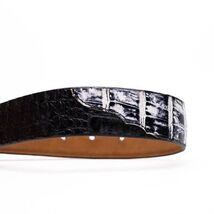 Caribe Genuine Exotic Caiman Fuscus Belly Belt Newspaper / Black image 2