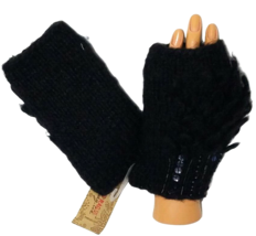 American Rag Cie Women Classic Black Crafty Knit Fingerless Fashion Glov... - $7.91