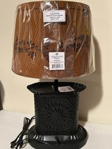 Small Country  Black tin Oval Lamp with Berry vine Shade image 3