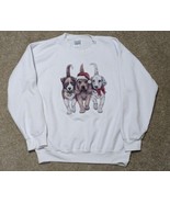 Vintage 90s Cute Funny Christmas Puppy Dog Butts White Crewneck Sweatshirt - £27.46 GBP