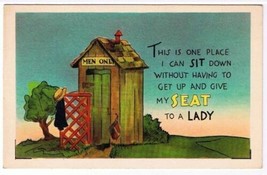 Comic Postcard One Place I Can Sit And Not Give My Seat To A Lady Outhouse - £1.71 GBP