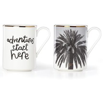 Kate Spade NY White Spirit Of Adventure Mug Set Palm Tree Is Here Lenox Gift NEW - £20.37 GBP