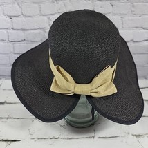 Scala Collection Straw Hat Womens Handcrafted Floppy Sunhat Black with T... - $24.74
