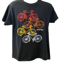 Amsterdam Gray Graphic Tee T-Shirt Men&#39;s Unisex Large Bicycle Tourist So... - £10.29 GBP