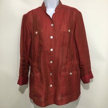 Travel Smith M Red Linen Blend Lightweight Jacket Blazer Elastic Waist - $41.65