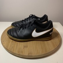 Nike Tiempox Indoor Soccer Shoes Size 4.5Y Youth Black Gold White 819196... - £19.78 GBP
