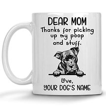 Personalized Pit Bull Coffee Mug, Pitbull Mom, Custom Dog Name, Customized Gifts - £11.76 GBP