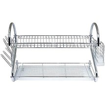 22&quot; x 12&quot; Chrome Grey 2-Tier Dish Rack Kitchen ying Rack 2Tier Air y Dish - £41.40 GBP