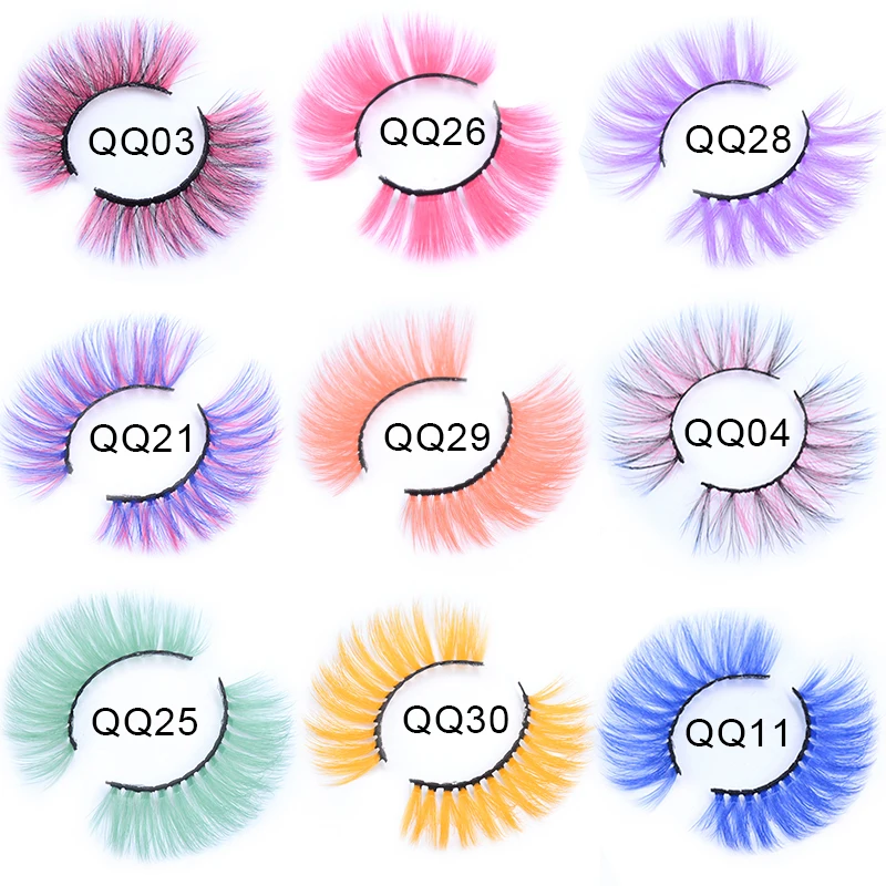 3D 5D Colorful False Eyelashes Artificial Faux Mink RainB Lashes Pink Purple Mul - £18.67 GBP